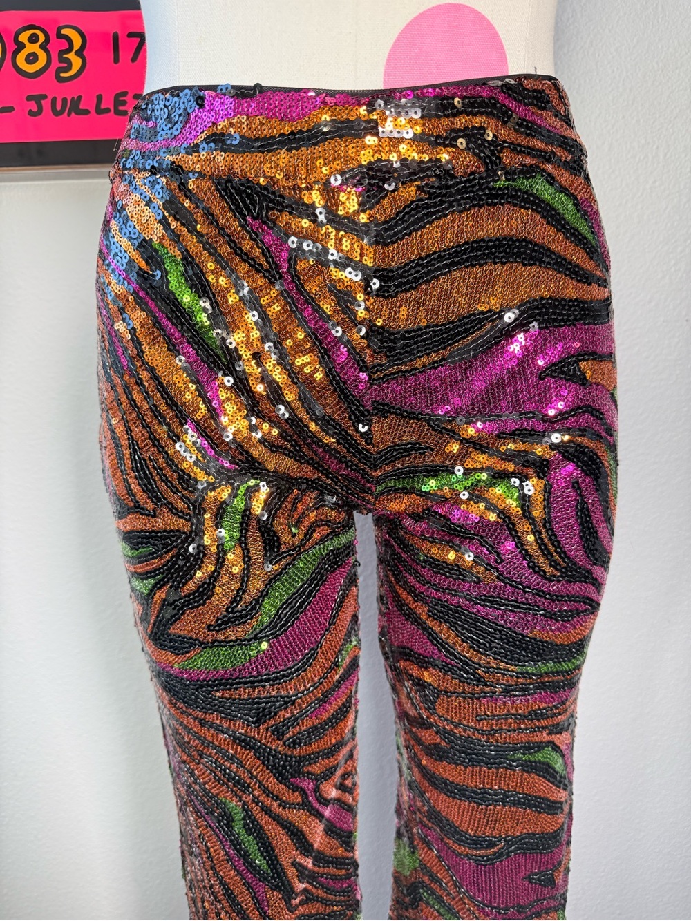 Dundas X Revolve Jerry Flare Pant Sequin Zebra XXS NWT - Picture 4 of 13